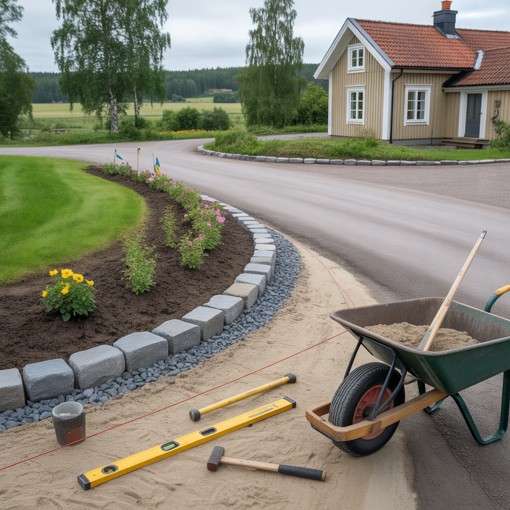 kantsten langs uppfart och rabatt monteringsguide